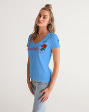 Load image into Gallery viewer, CONCRETE ROSE - BABY BLUE Women's V-Neck Tee