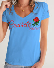 Load image into Gallery viewer, CONCRETE ROSE - BABY BLUE Women's V-Neck Tee