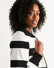 Load image into Gallery viewer, 2 TONE STRIPE - BLACK/WHITE Women's Bomber Jacket