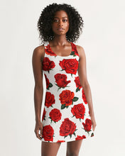 Load image into Gallery viewer, FULLY RED ROSES DRESS - WHITE Women's All-Over Print Racerback Dress