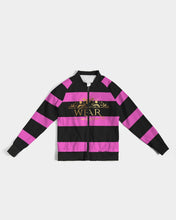Load image into Gallery viewer, 2 TONE STRIPES - HOT PINK/BLACK Women's Bomber Jacket