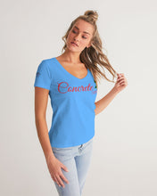 Load image into Gallery viewer, CONCRETE ROSE - BABY BLUE Women's V-Neck Tee