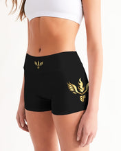 Load image into Gallery viewer, FLYING FLAME - BLACK Women's Mid-Rise Yoga Shorts