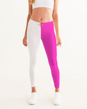 Load image into Gallery viewer, SF WEAR 2 TONE Athletic Wear Bottom - Hot Pink/White Women's Yoga Pants
