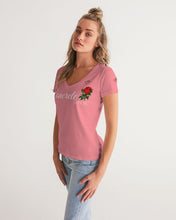 Load image into Gallery viewer, CONCRETE ROSE - PINK Women's V-Neck Tee