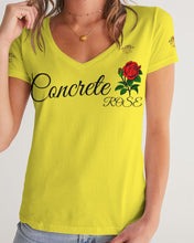 Load image into Gallery viewer, CONCRETE ROSE - YELLOW Women's V-Neck Tee