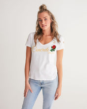 Load image into Gallery viewer, CONCRETE ROSE GOLD - WHITE Women's V-Neck Tee