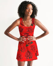 Load image into Gallery viewer, LEFTSIDE FLOWERY ROSE - RED Women's All-Over Print Racerback Dress