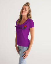 Load image into Gallery viewer, CONCRETE ROSE GOLD - PURPLE Women's V-Neck Tee