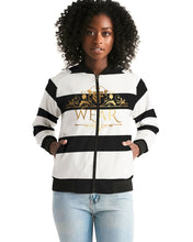 Load image into Gallery viewer, 2 TONE STRIPE - BLACK/WHITE Women's Bomber Jacket