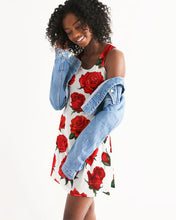 Load image into Gallery viewer, FULLY RED ROSES DRESS - WHITE Women's All-Over Print Racerback Dress