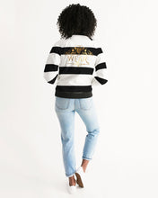 Load image into Gallery viewer, 2 TONE STRIPE - BLACK/WHITE Women's Bomber Jacket
