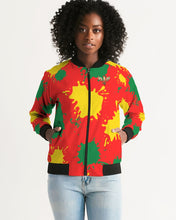 Load image into Gallery viewer, SPLASH FEMALE/RASTA - RED Women's Bomber Jacket