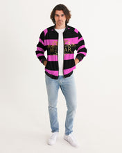 Load image into Gallery viewer, 2 TONE STRIPE - HOT PINK/BLACK Men's Bomber Jacket