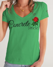 Load image into Gallery viewer, CONCRETE ROSE -LIGHT GREEN Women's V-Neck Tee