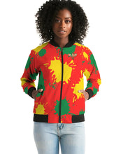Load image into Gallery viewer, SPLASH FEMALE/RASTA - RED Women's Bomber Jacket