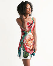 Load image into Gallery viewer, ROSE FLOWERY DRESS - WHITE Women's All-Over Print Racerback Dress