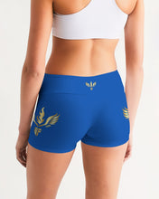 Load image into Gallery viewer, FLYING FLAME - BLUE Women's Mid-Rise Yoga Shorts