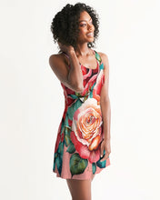 Load image into Gallery viewer, LEFTSIDE FLOWERY ROSE - DARK PINK Women's All-Over Print Racerback Dress