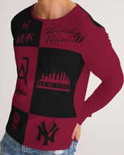 Load image into Gallery viewer, SF WEAR FLAVA  - BURGUNDY/BLACK Men&#39;s All-Over Print Long Sleeve Tee
