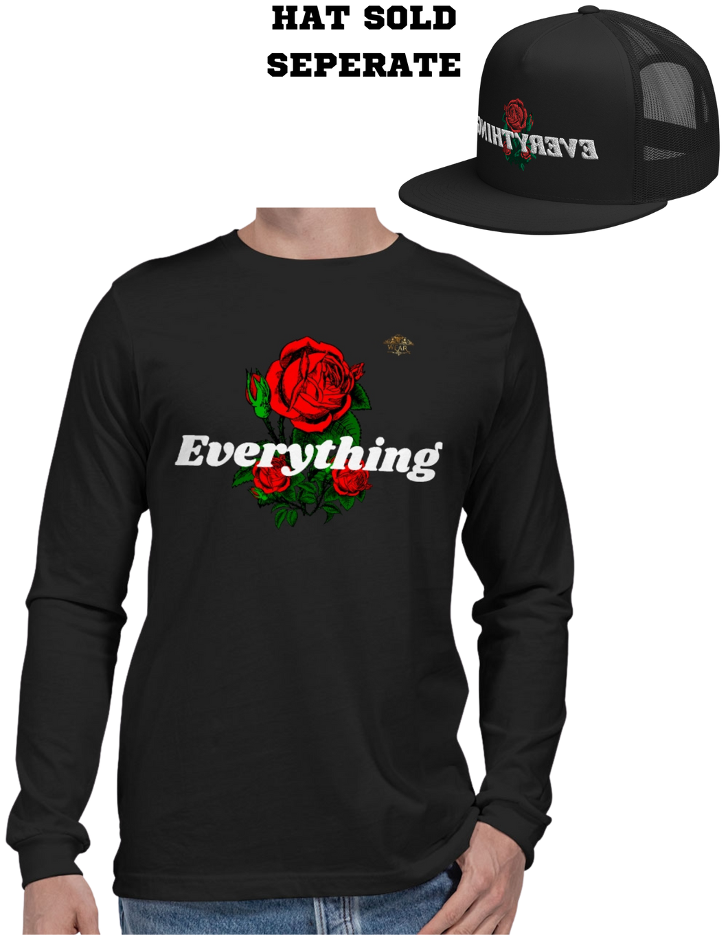 EVERYTHING ROSES 3.0 (Long sleeve Jersey T-Shirt)  - BLACK/WHITE