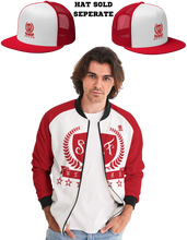 Load image into Gallery viewer, SF WEAR 1 JACKET - RED/WHITE Men&#39;s All-Over Print Bomber Jacket
