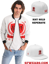 Load image into Gallery viewer, SF WEAR 1 LOGO JACKET - WHITE/RED/BLAck Men&#39;s Bomber Jacket
