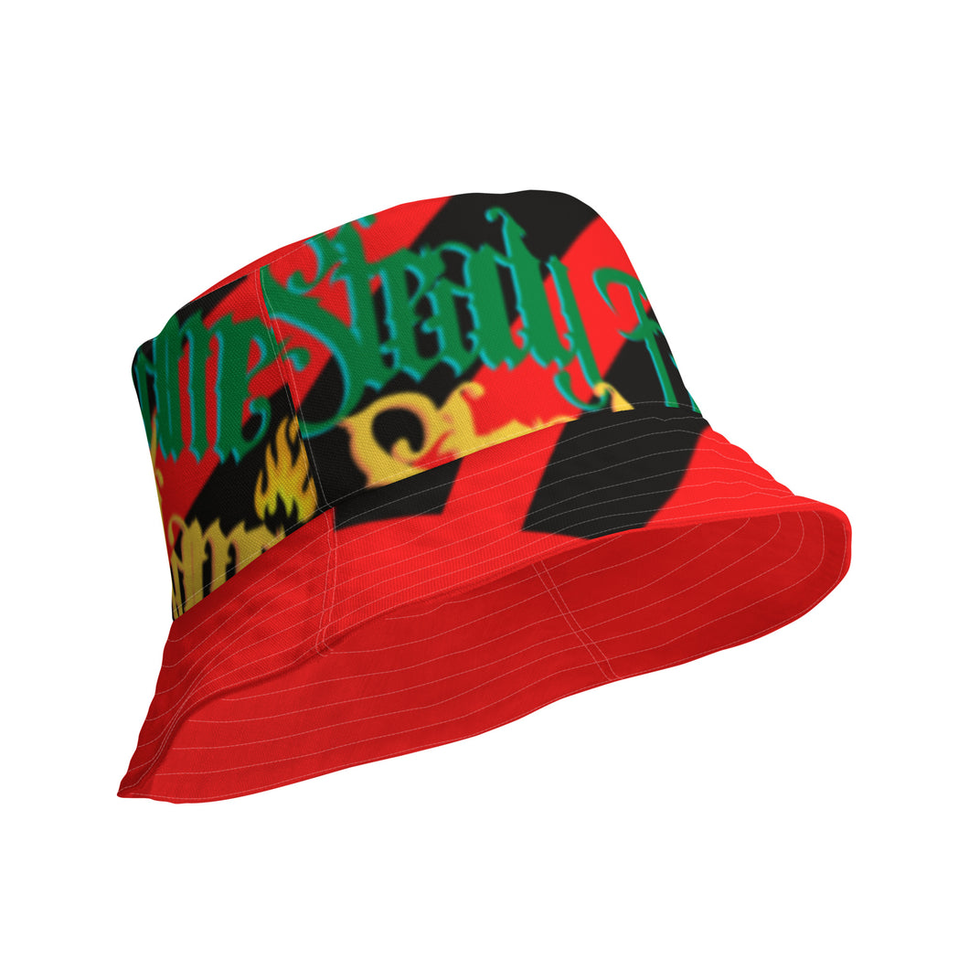 Steady Flame 3 stripe bucket hat - RED