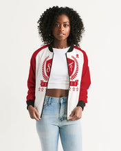 Load image into Gallery viewer, SF WEAR 1 JACKET - RED/WHITE Women&#39;s All-Over Print Bomber Jacket
