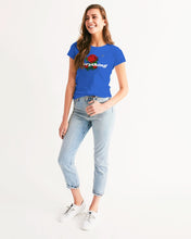 Load image into Gallery viewer, EVERYTHING ROSES 3 LINK UP WOMAN - BLUE/WHITE Women&#39;s All-Over Print Tee
