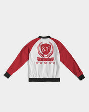 Load image into Gallery viewer, SF WEAR 1 JACKET - RED/WHITE Women&#39;s All-Over Print Bomber Jacket
