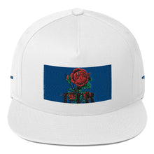 Load image into Gallery viewer, ETR 1 ROSE HAT - WHITE/BLUE Flat Bill Cap
