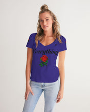 Load image into Gallery viewer, EVERYTHING ROSES - PURPLE Women&#39;s V-Neck Tee
