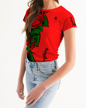 Load image into Gallery viewer, EVERYTHING ROSES 2.0 FEMALE - RED/BLACK Women&#39;s Tee
