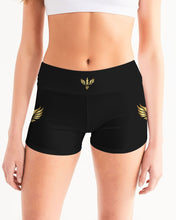 Load image into Gallery viewer, FLYING FLAME - BLACK Women&#39;s Mid-Rise Yoga Shorts
