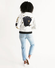 Load image into Gallery viewer, LIFE A GAMBLE. LETS PLAY - WHIE FEMALE JACKET Women&#39;s Bomber Jacket
