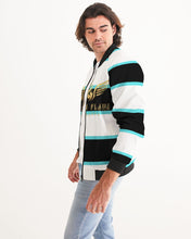 Load image into Gallery viewer, KJR 24 (STEADY FLAME)- BLACK/WHITE/TURQUOISE Men&#39;s Bomber Jacket
