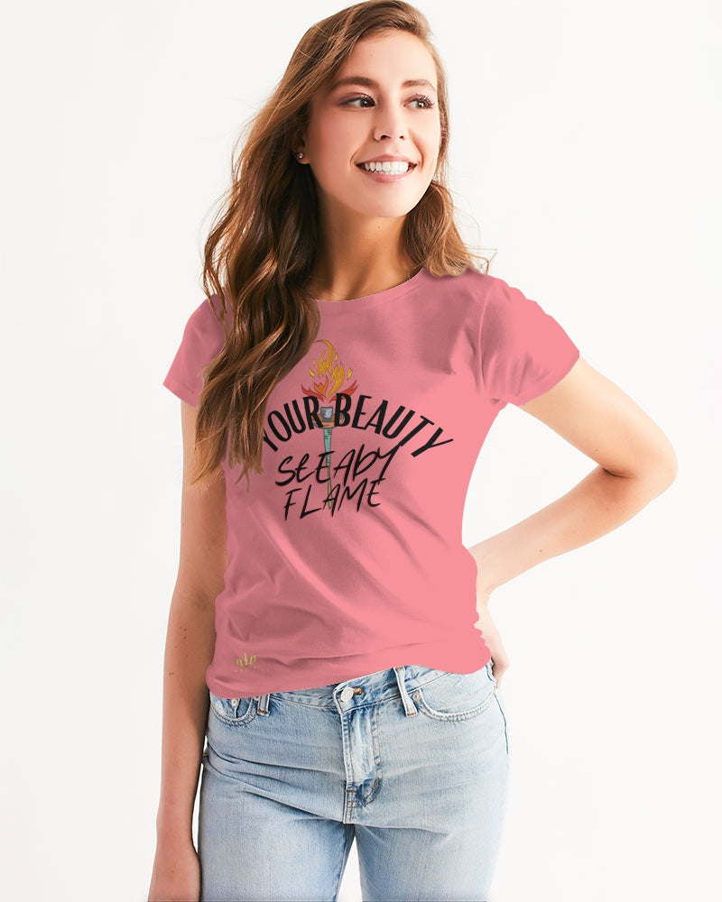 YOUR BEAUTY STEAY FLAME - PINK Women's All-Over Print Tee