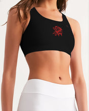 Load image into Gallery viewer, RED ROSE - BLACK TOP Women&#39;s Seamless Sports Bra
