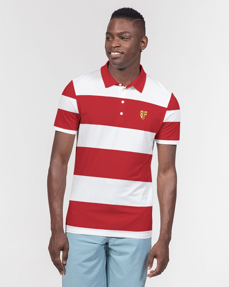 SF 2 TONE POLO - DARK RED/WHITE Men's Slim Fit Short Sleeve Polo