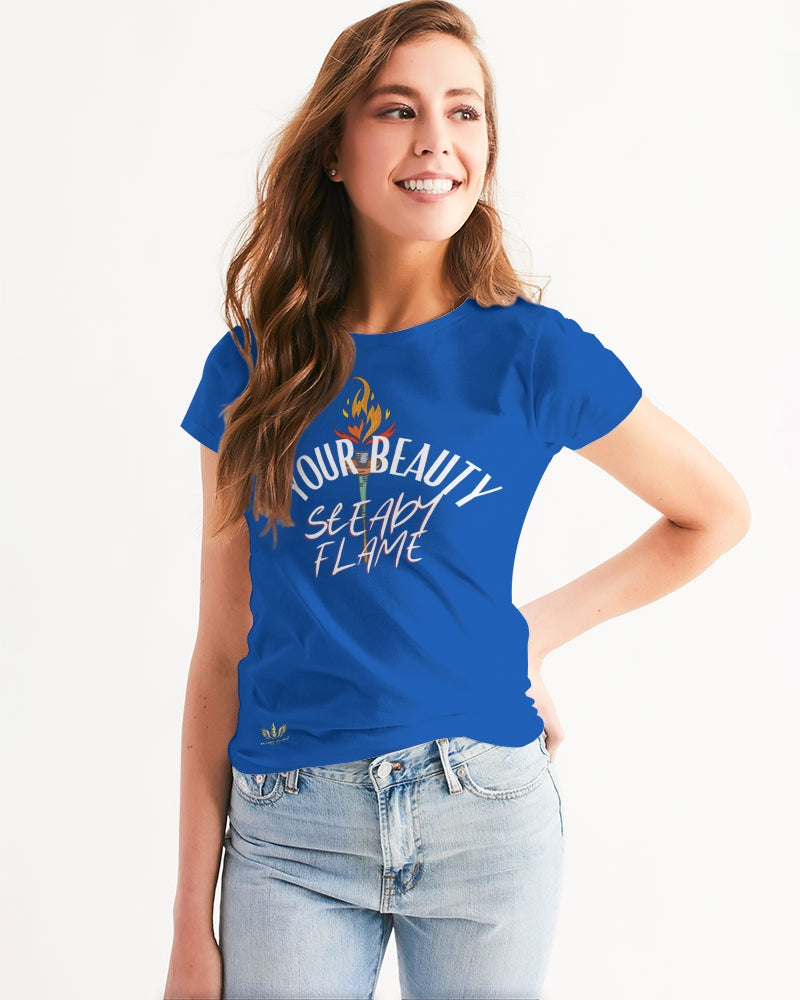 YOUR BEAUTY STEAY FLAME - BLUE Women's All-Over Print Tee