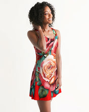 Load image into Gallery viewer, ROSE FLOWERY DRESS - WHITE Women&#39;s All-Over Print Racerback Dress
