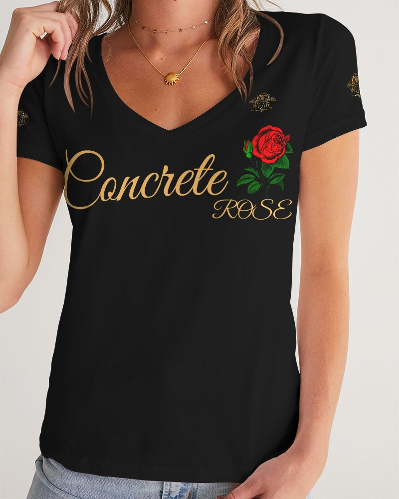 CONCRETE ROSE GOLD - BLACK Women's V-Neck Tee