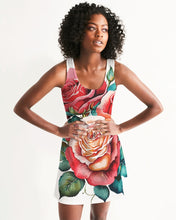 Load image into Gallery viewer, ROSE FLOWERY DRESS - WHITE Women&#39;s All-Over Print Racerback Dress
