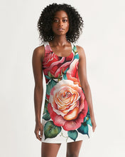 Load image into Gallery viewer, ROSE FLOWERY DRESS - WHITE Women&#39;s All-Over Print Racerback Dress
