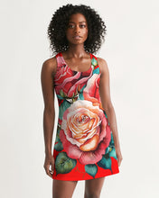 Load image into Gallery viewer, ROSE FLOWERY DRESS - WHITE Women&#39;s All-Over Print Racerback Dress
