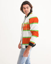 Load image into Gallery viewer, MJ1-2.0 (STEADY FLAME 3 TONE )- ORANGE/WHITE/SHOCKING GREEN Men&#39;s Bomber Jacket
