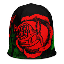 Load image into Gallery viewer, BLACK ROSE BEANIE
