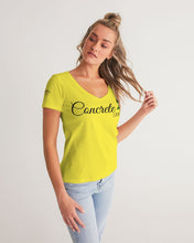 Load image into Gallery viewer, CONCRETE ROSE - YELLOW Women&#39;s V-Neck Tee
