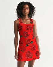 Load image into Gallery viewer, LEFTSIDE FLOWERY ROSE  - RED Women&#39;s All-Over Print Racerback Dress
